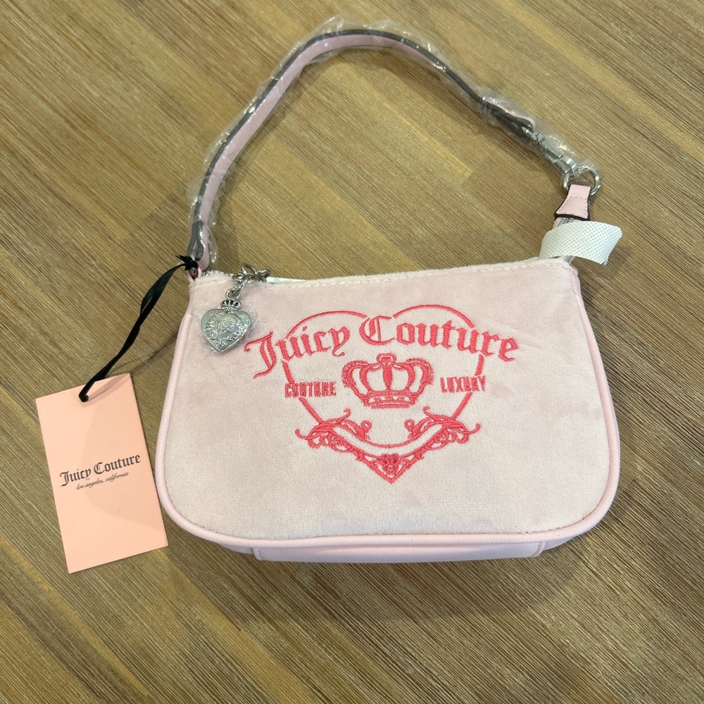 Juicy Couture Light Pink Velour Mini Shoulder Bag